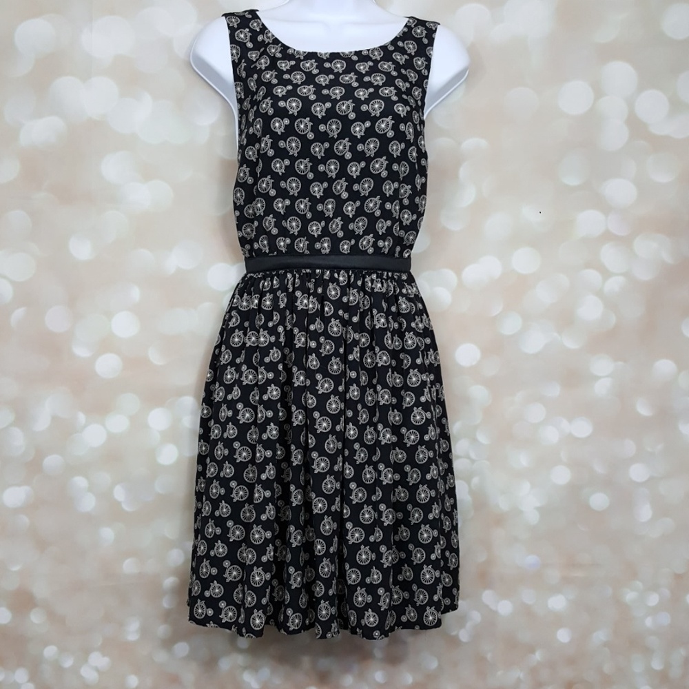 Bicycle print size medium fit flare dress